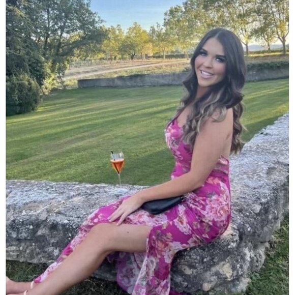 Sau Lee 10 Freida Silk Pink Floral Dress Party Wedding Event Summer Vacation - Picture 7 of 16